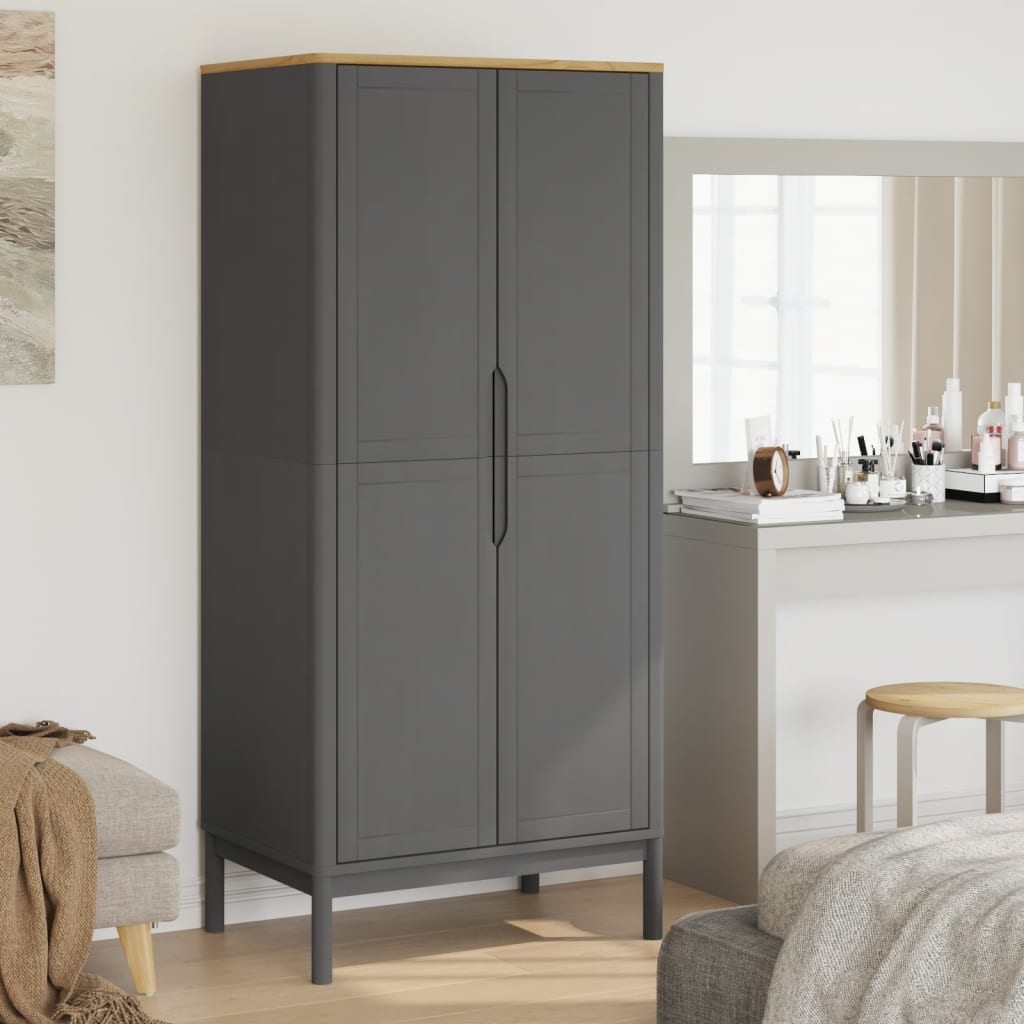 Wardrobe FLORO Grey 77x53x171 cm Solid Wood Pine