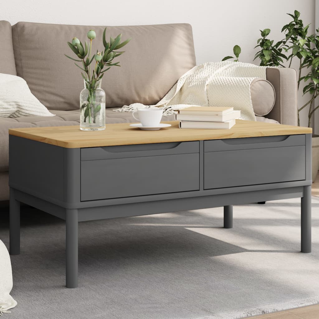 Coffee Table FLORO Grey 99x55.5x45 cm Solid Pine Wood