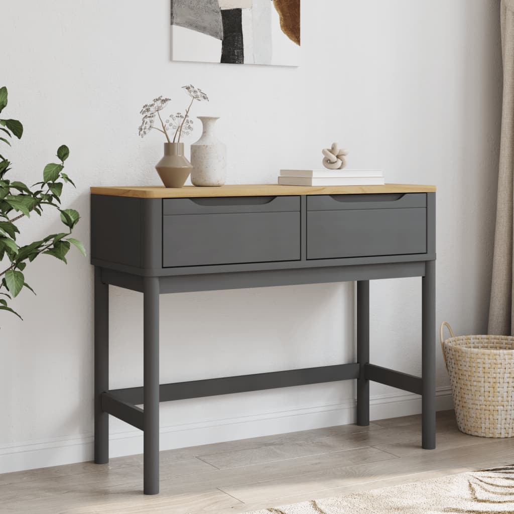 Console Table FLORO Grey 89.5x36.5x73 cm Solid Wood Pine