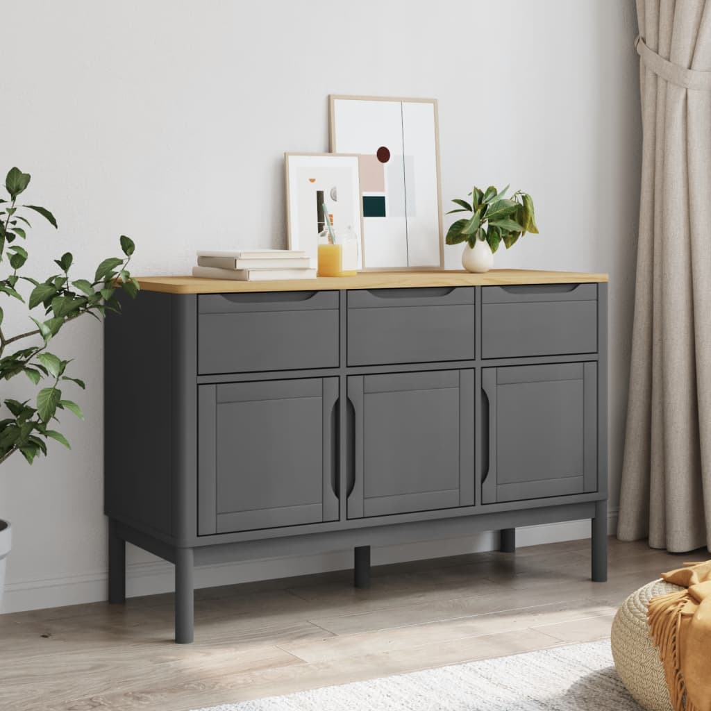 Sideboard FLORO Grey 114x43x74 cm Solid Wood Pine