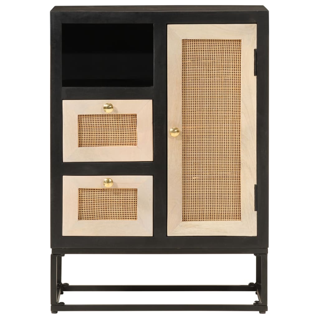Sideboard Black 55x30x76 cm Solid Wood Mango and Iron
