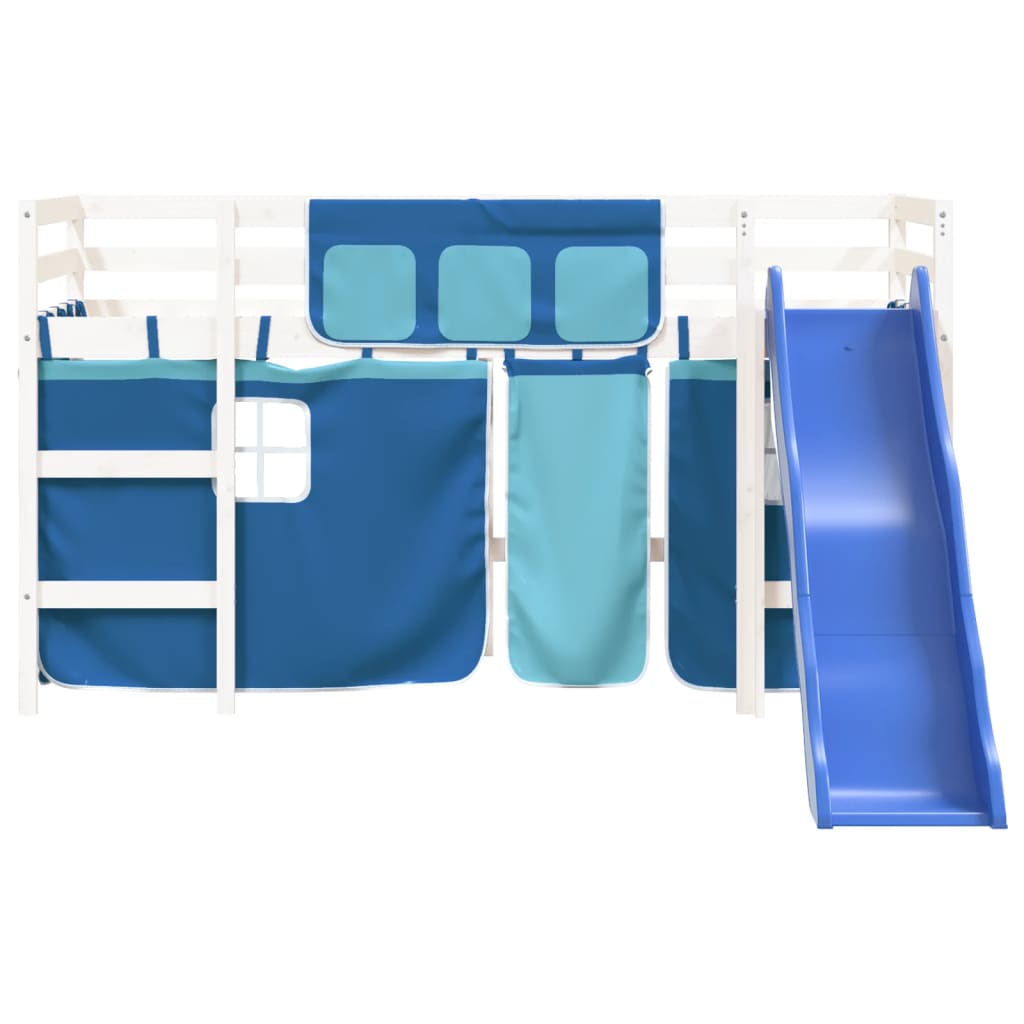 Kids' Loft Bed with Curtains without Mattress Blue 80x200 cm