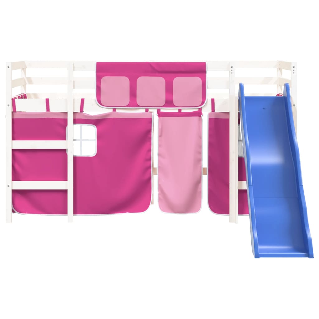 Kids' Loft Bed with Curtains without Mattress Pink 80x200 cm