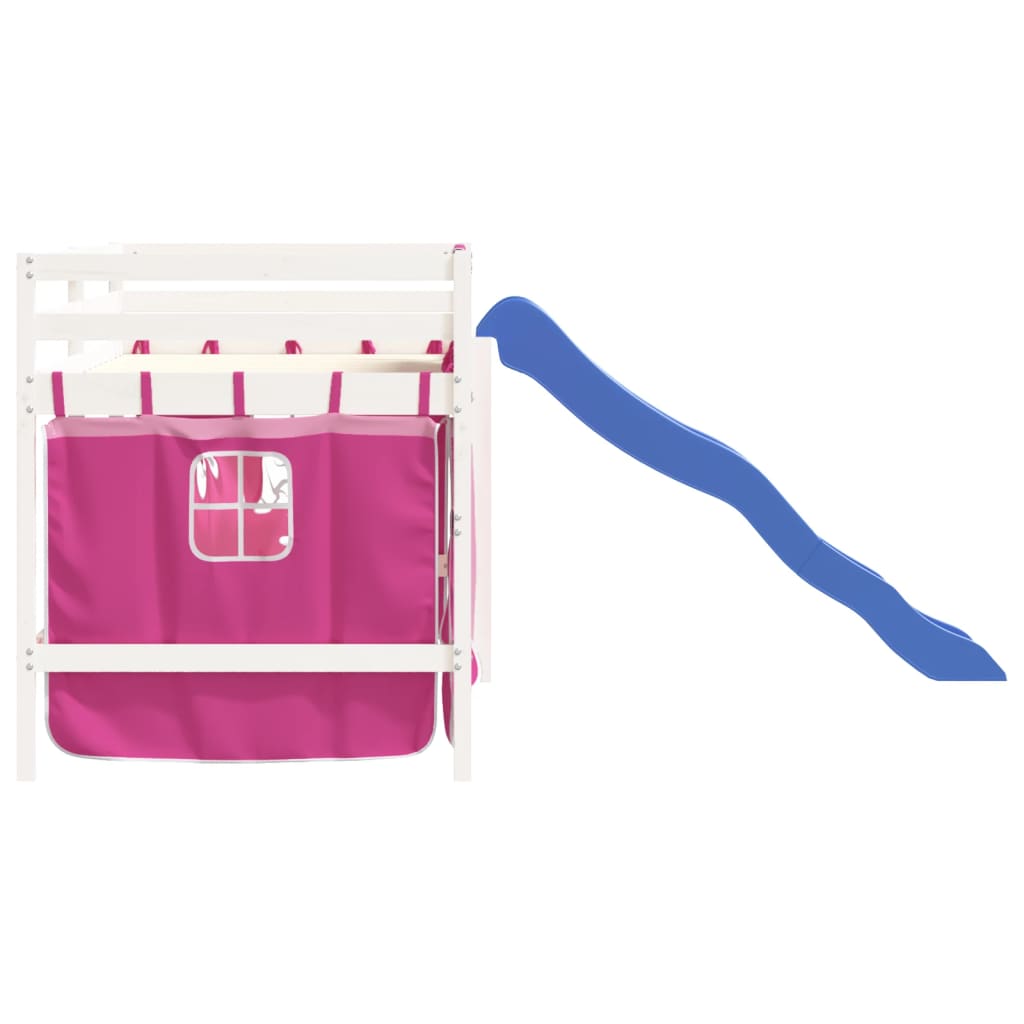 Kids' Loft Bed with Curtains without Mattress Pink 80x200 cm