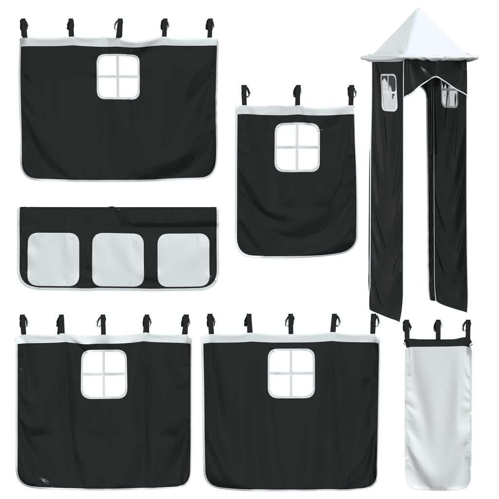 Kids' Loft Bed with Tower without Mattress White&Black 80x200cm