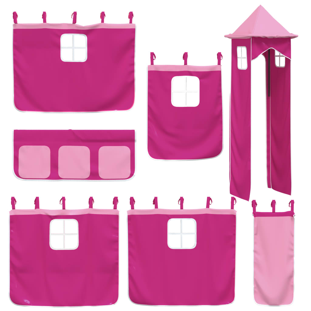 Kids' Loft Bed with Tower without Mattress Pink 80x200 cm