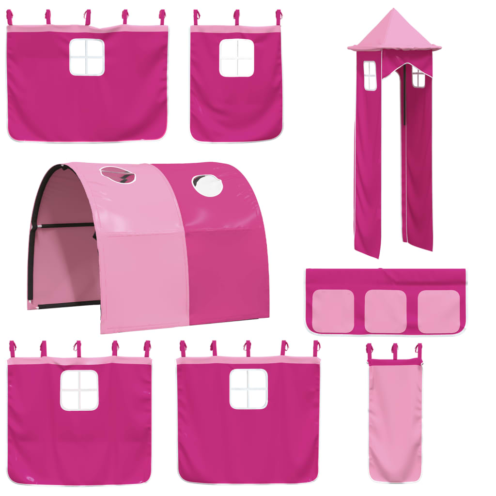 Kids' Loft Bed with Tower without Mattress Pink 80x200 cm