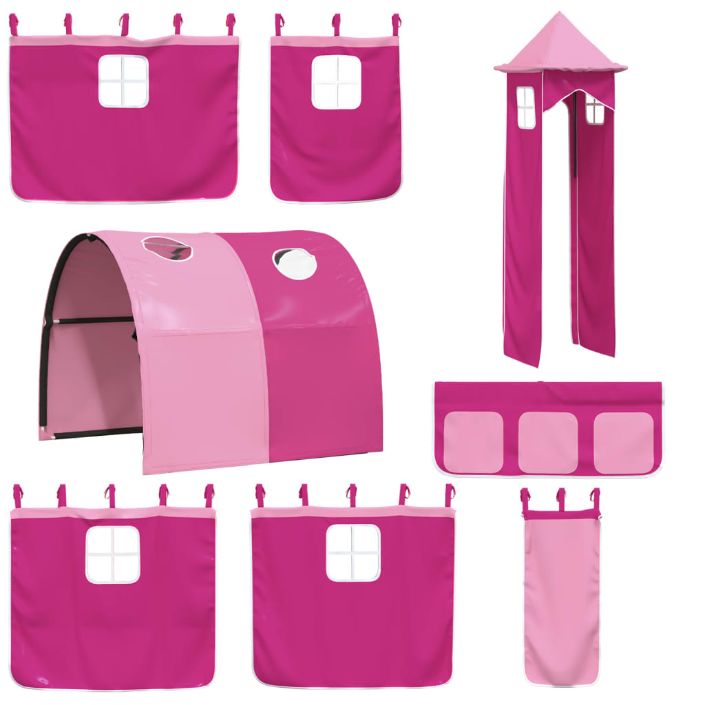 Kids' Loft Bed with Tower without Mattress Pink 80x200 cm