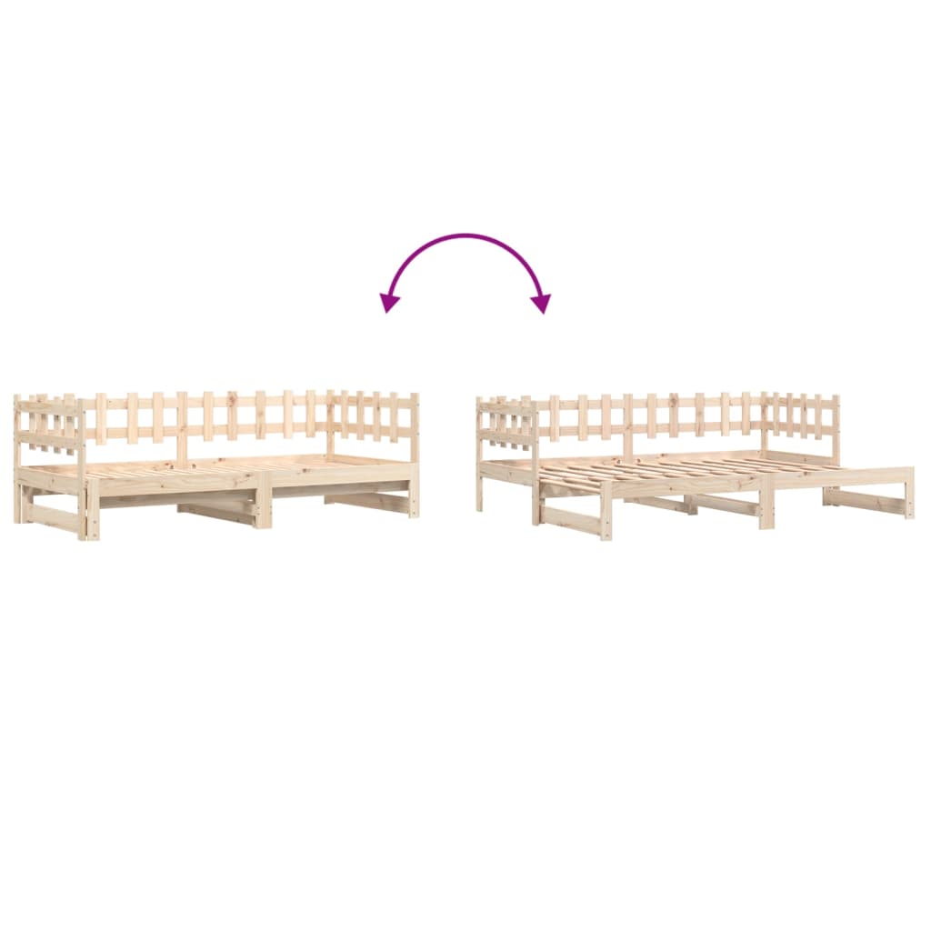 Pull-out Day Bed without Mattress  2x(80x200) cm Solid Wood