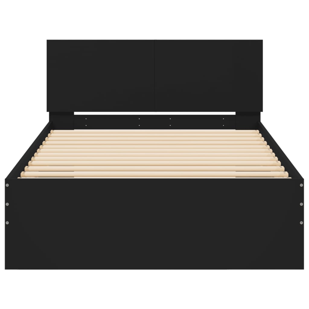 Bed Frame without Mattress with Headboard Black 100x200 cm