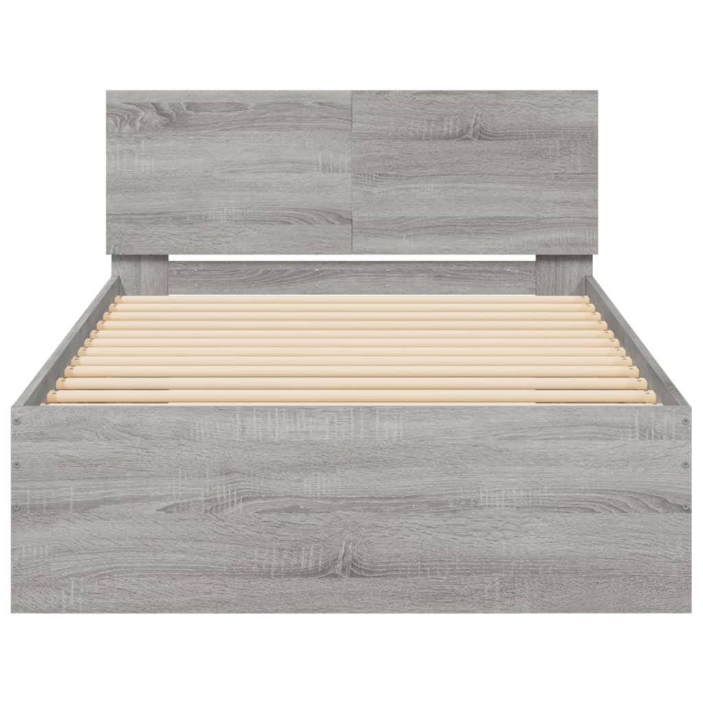 Bed Frame without Mattress with Headboard Grey Sonoma 100x200 cm