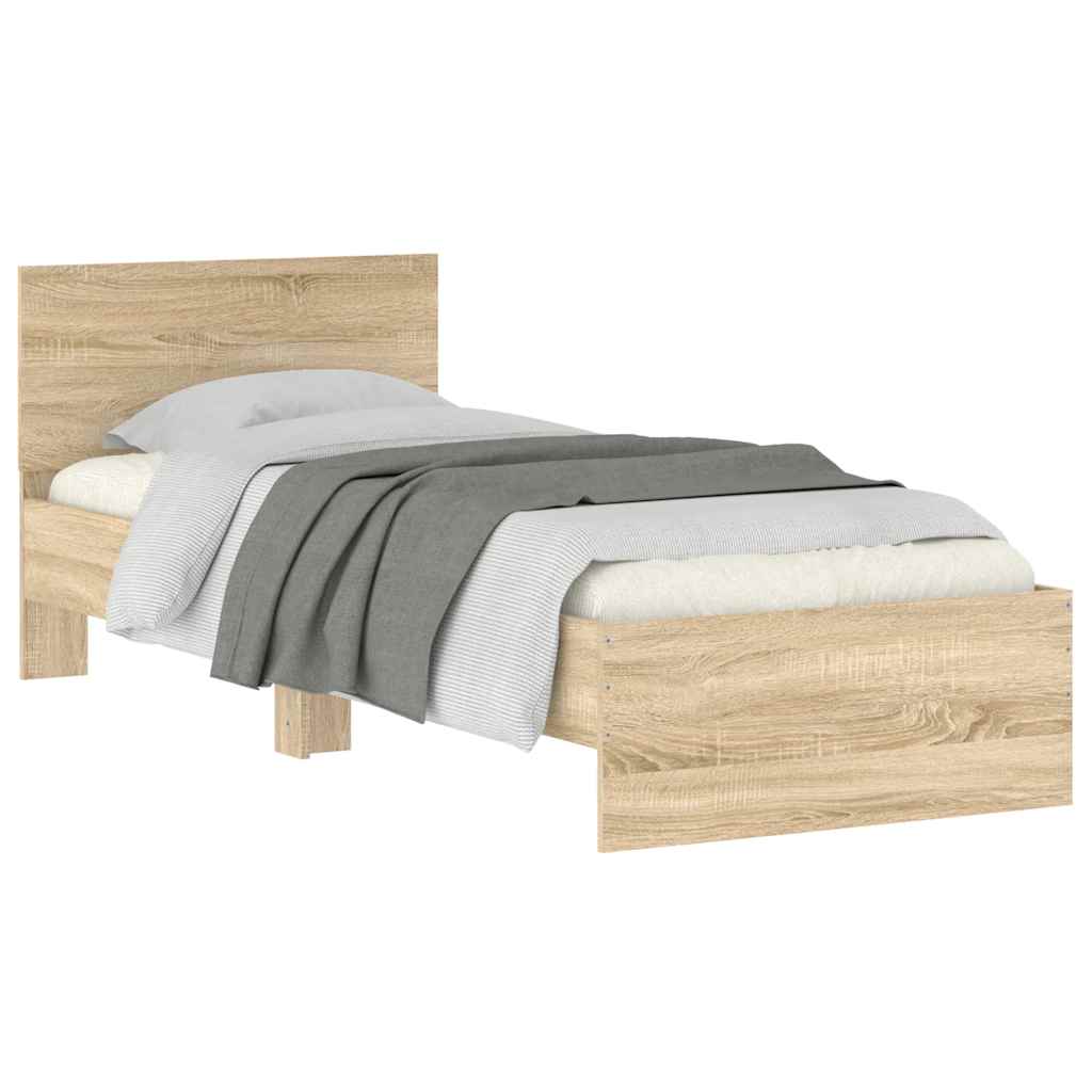Bed Frame without Mattress with Headboard Sonoma Oak 90x200 cm