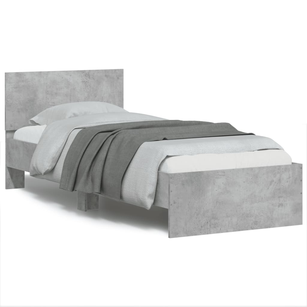Bed Frame without Mattress with Headboard Concrete Grey 90x200 cm