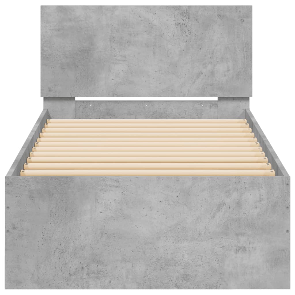 Bed Frame without Mattress with Headboard Concrete Grey 90x200 cm