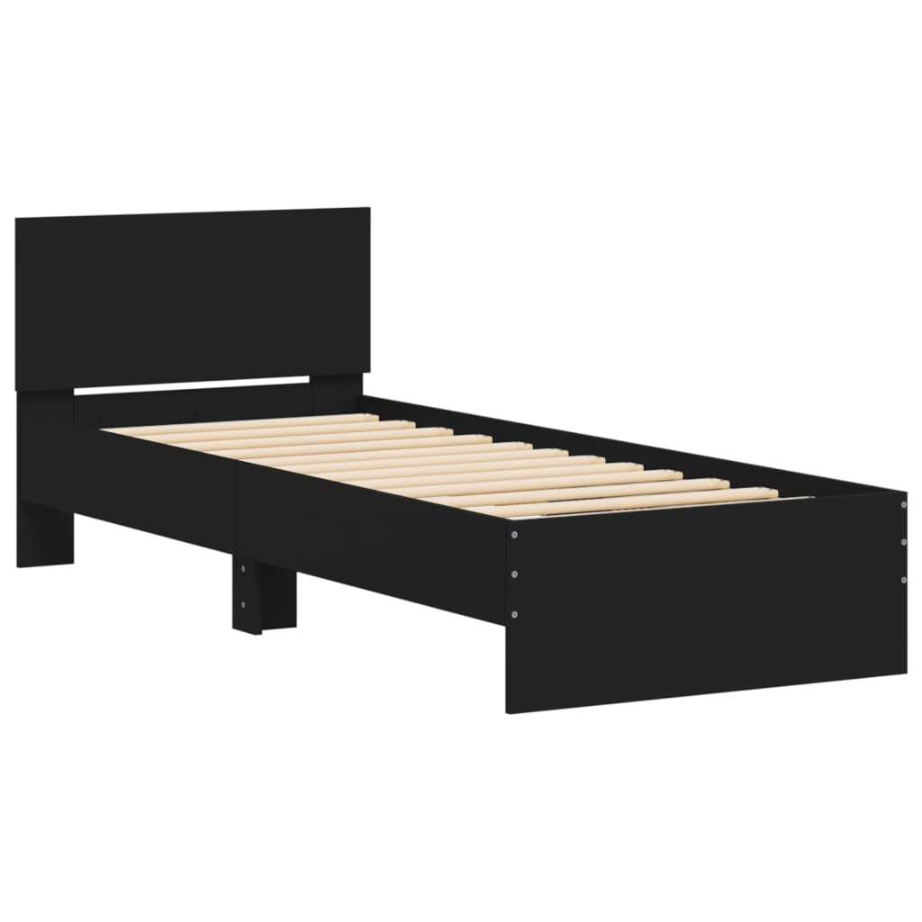 Bed Frame without Mattress with Headboard Black 90x190 cm Single