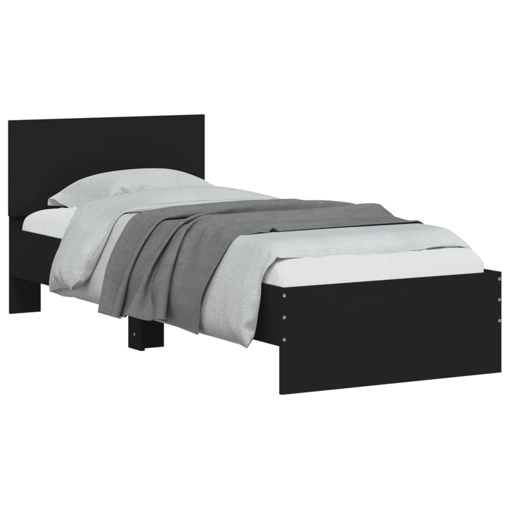 Bed Frame without Mattress with Headboard Black 90x190 cm Single