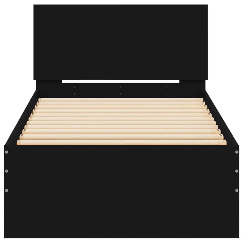 Bed Frame without Mattress with Headboard Black 90x190 cm Single