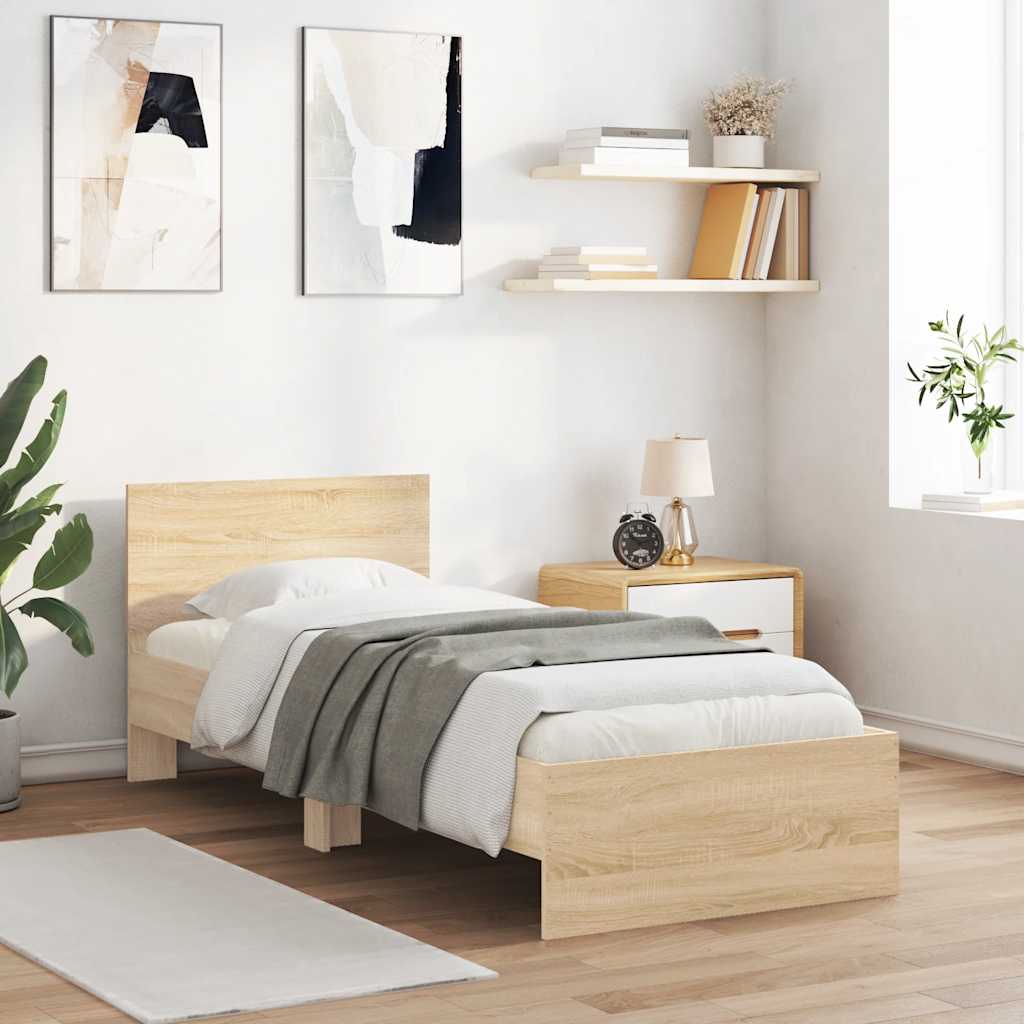 Modern Wooden Single Size 90cm Bed Frame Base With Headboard Wood Beds