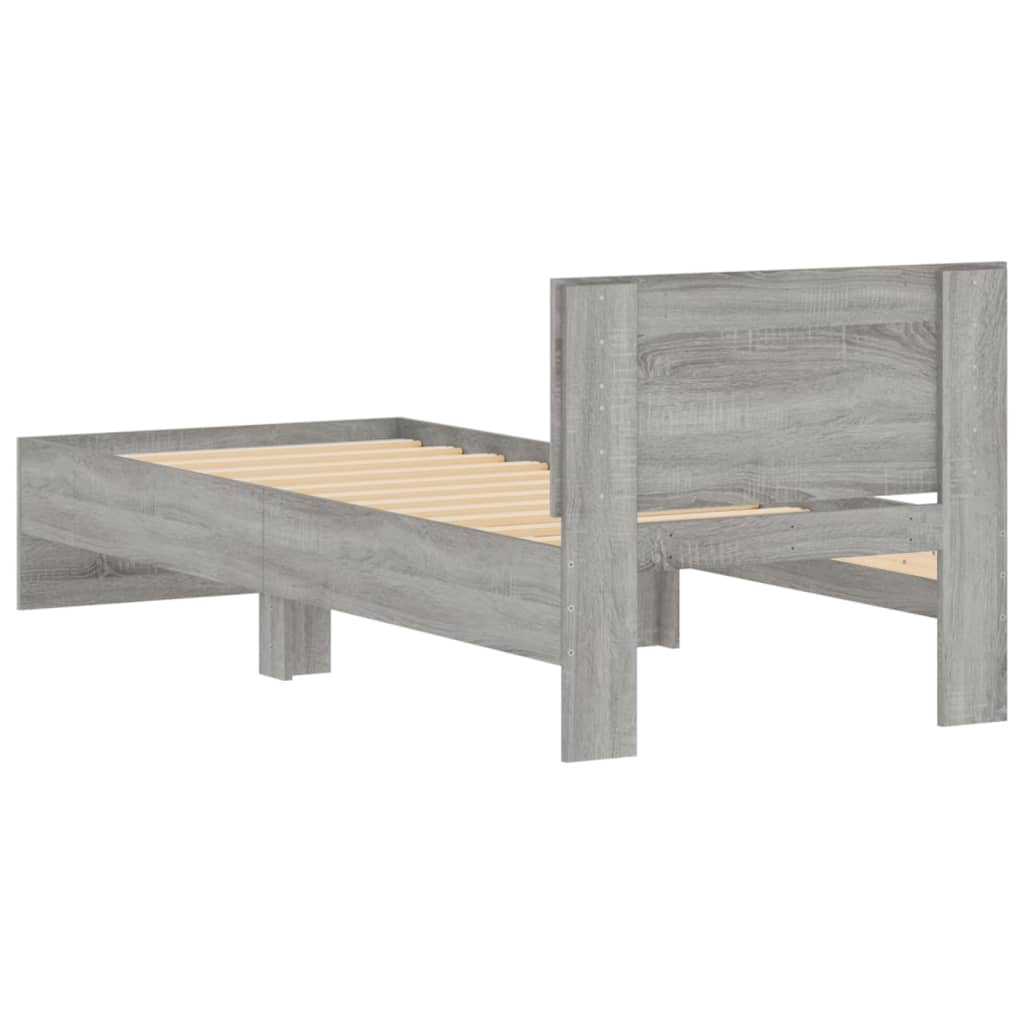 Bed Frame without Mattress with Headboard Grey Sonoma 90x190 cm Single