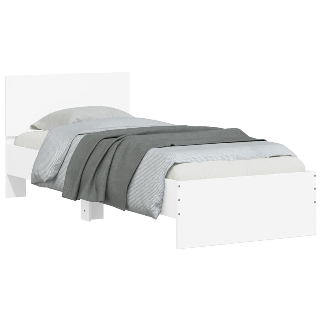 Bed Frame without Mattress with Headboard White 75x190 cm Small Single