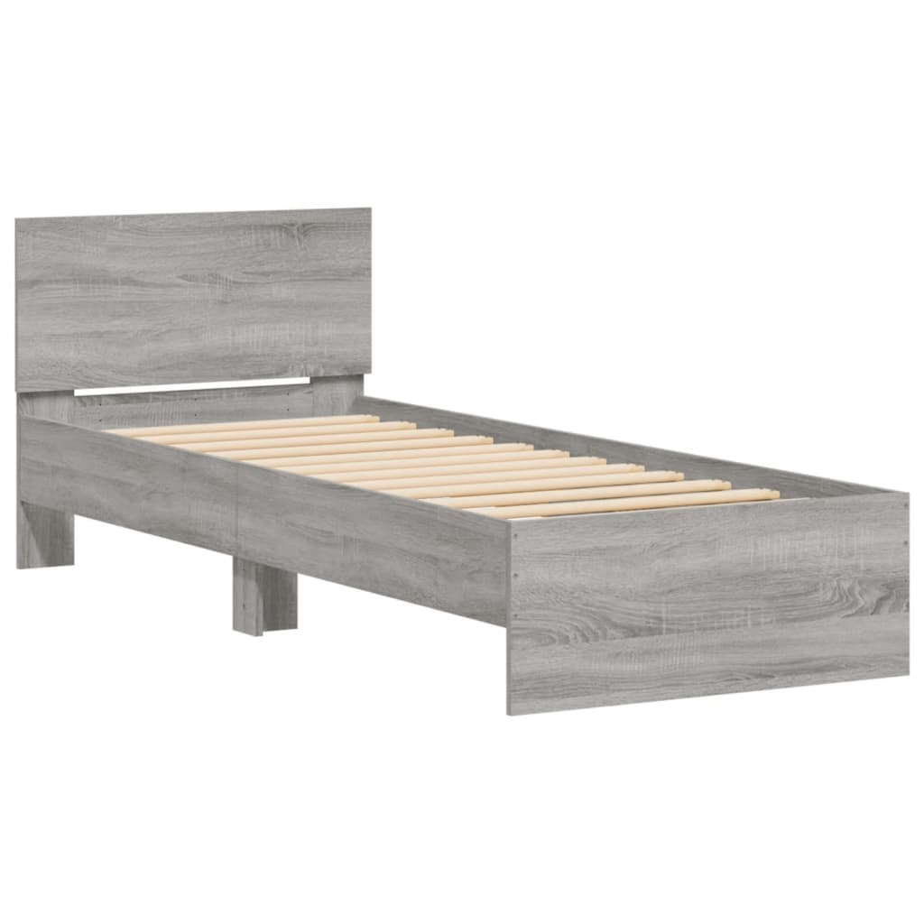 Bed Frame without Mattress with Headboard Grey Sonoma 75x190 cm Small Single
