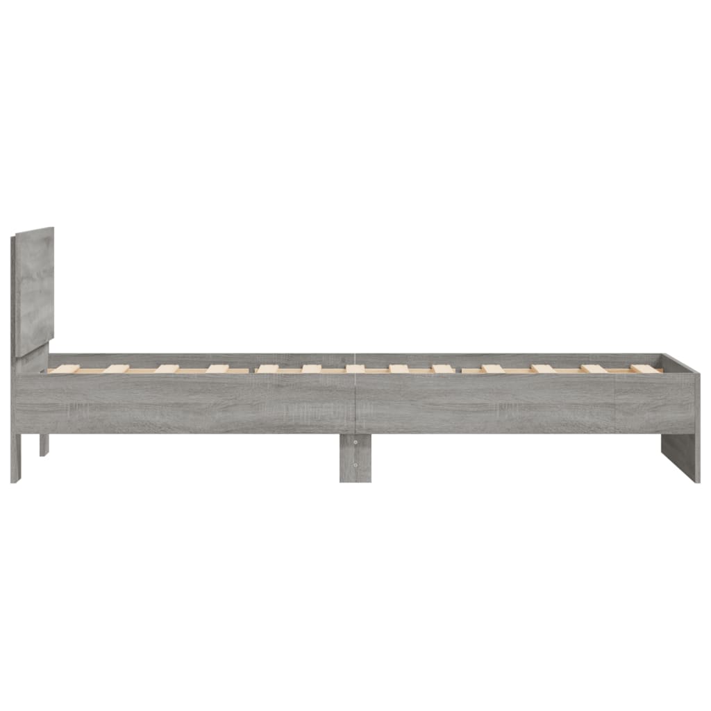 Bed Frame without Mattress with Headboard Grey Sonoma 75x190 cm Small Single
