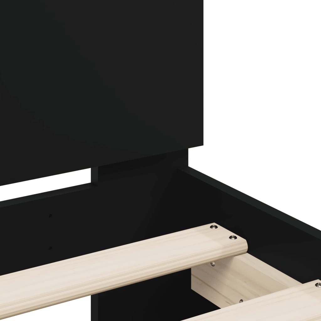 Modern Wooden Single Size 90cm Bed Frame Base With LED Lights & Headboard Wood