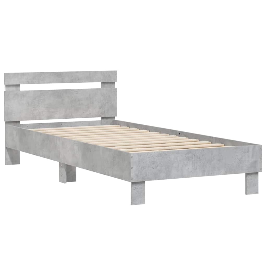 Modern Wooden Single Size 90cm Bed Frame Base With LED Lights & Headboard Wood