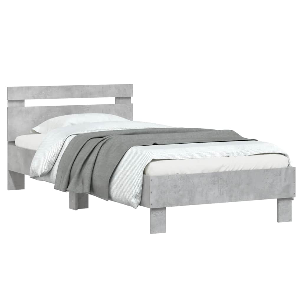 Modern Wooden Single Size 90cm Bed Frame Base With LED Lights & Headboard Wood