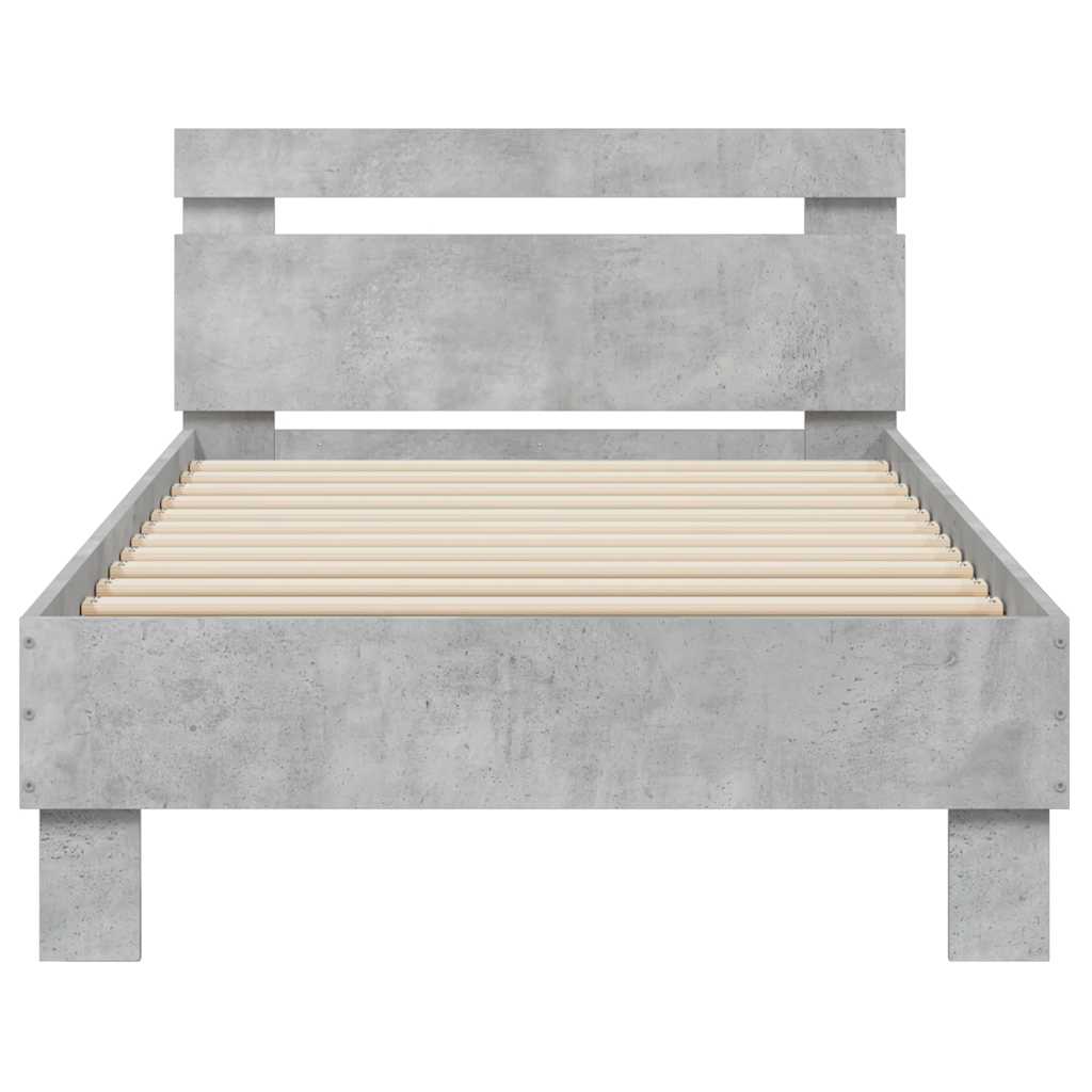 Modern Wooden Single Size 90cm Bed Frame Base With LED Lights & Headboard Wood