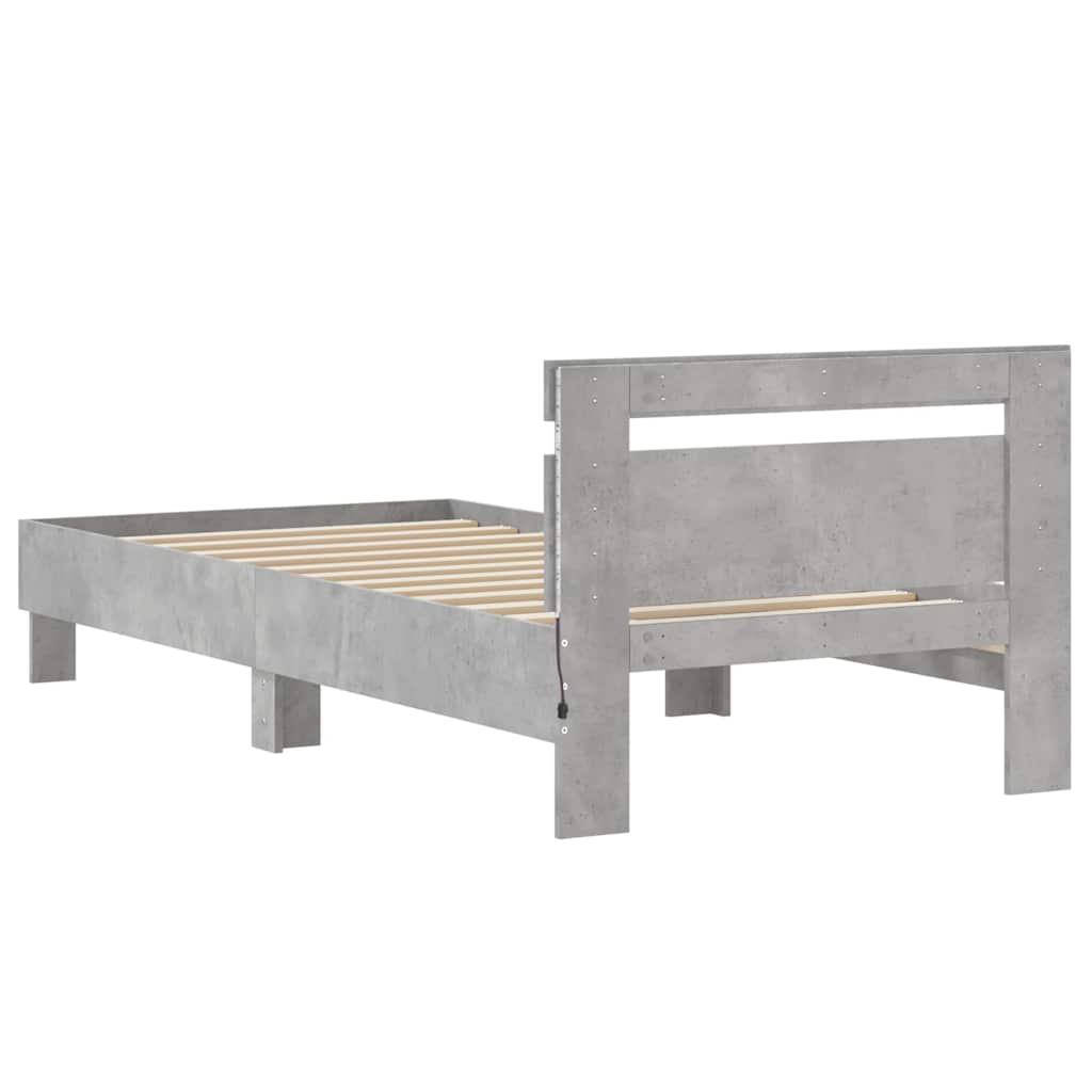 Modern Wooden Single Size 90cm Bed Frame Base With LED Lights & Headboard Wood