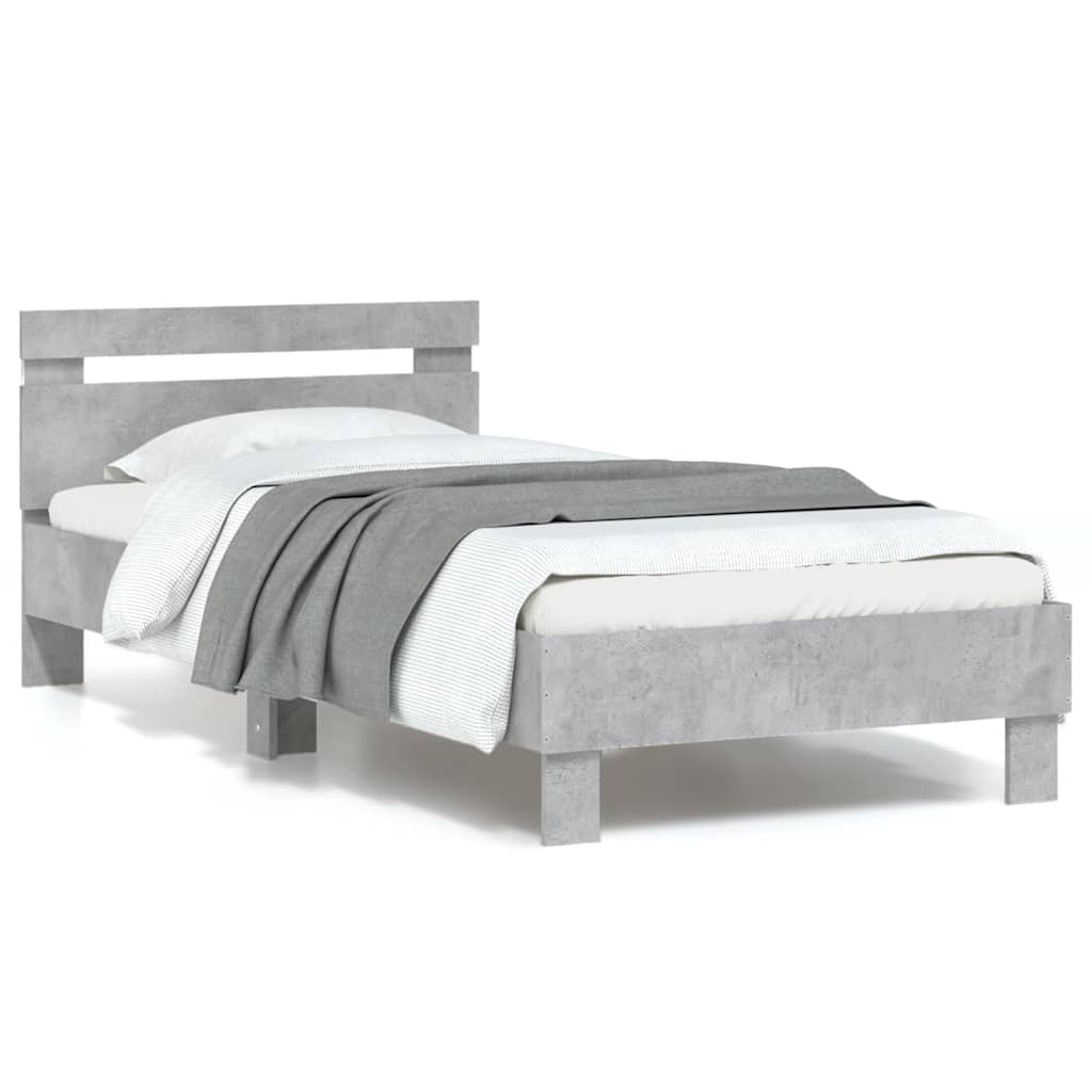 Modern Wooden Single Size 90cm Bed Frame Base With LED Lights & Headboard Wood