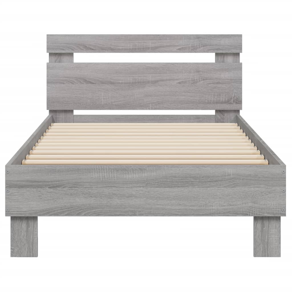 Modern Wooden Single Size 90cm Bed Frame Base With LED Lights & Headboard Wood