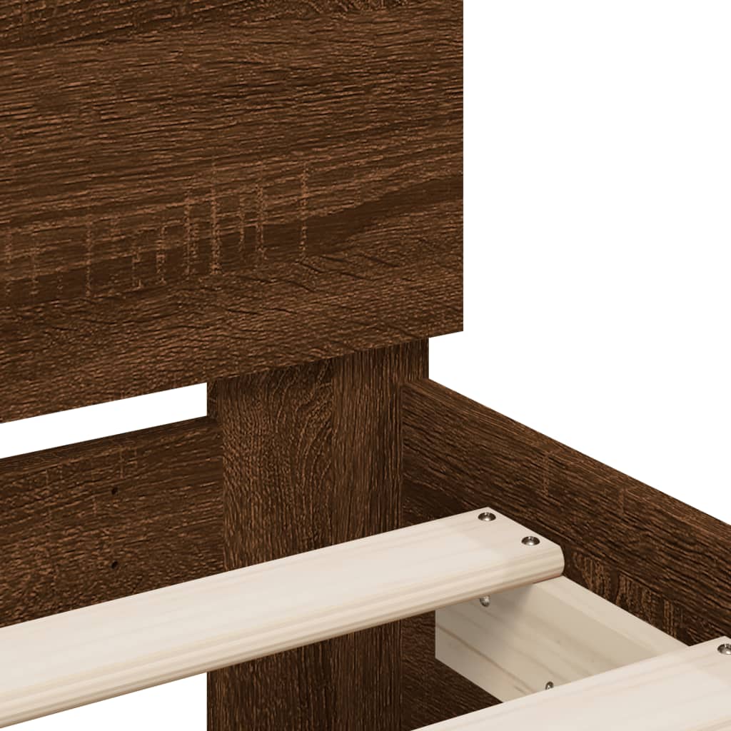Modern Wooden Single Size 90cm Bed Frame Base With LED Lights & Headboard Wood