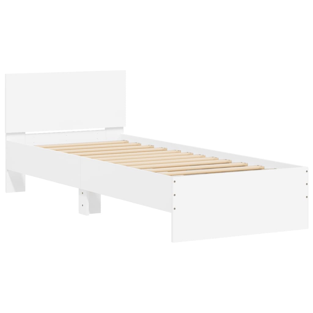 Modern Wooden Single Size 90cm Bed Frame Base With Headboard & LED Lights