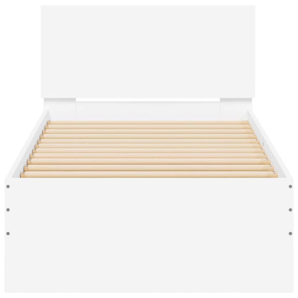 Modern Wooden Single Size 90cm Bed Frame Base With Headboard & LED Lights