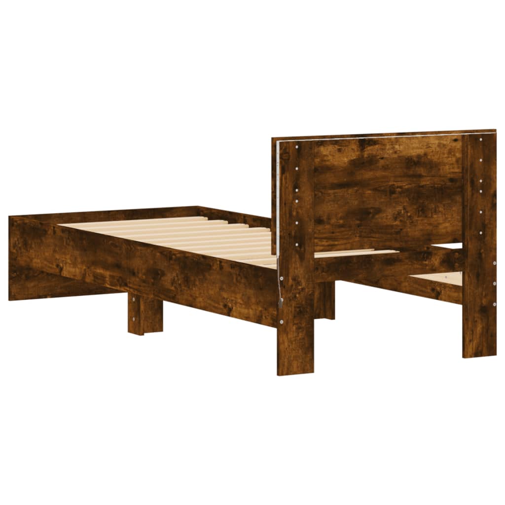 Modern Wooden Single Size 90cm Bed Frame Base With Headboard & LED Lights