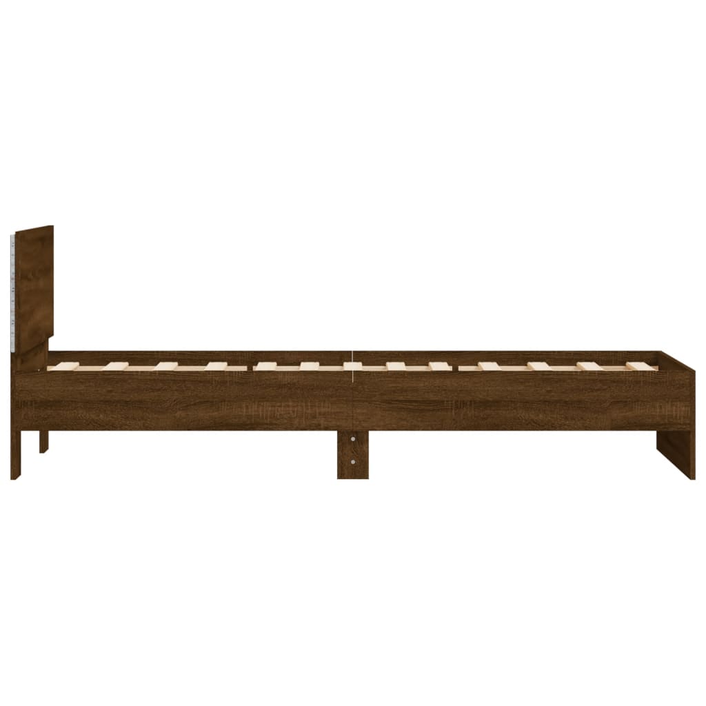 Modern Wooden Single Size 90cm Bed Frame Base With Headboard & LED Lights