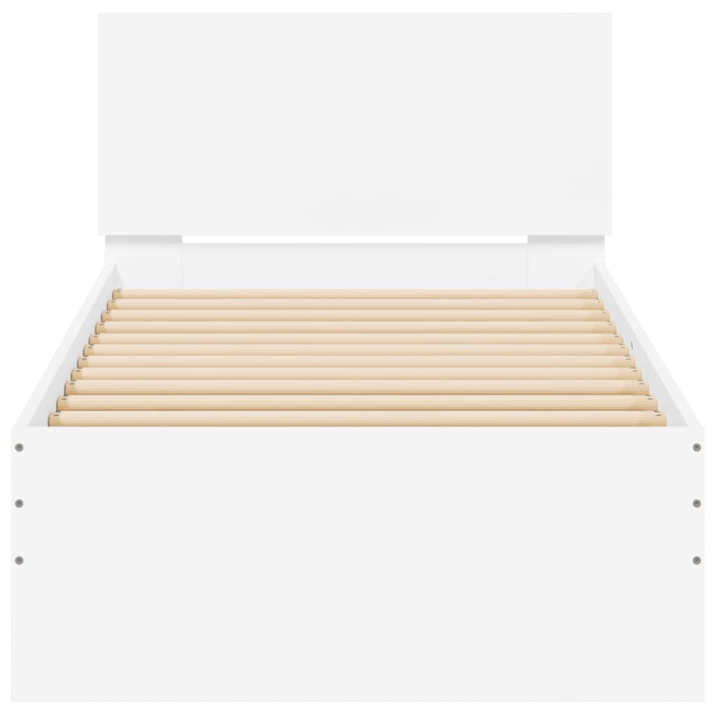 Bed Frame without Mattress with LED Lights White 75x190 cm Small Single