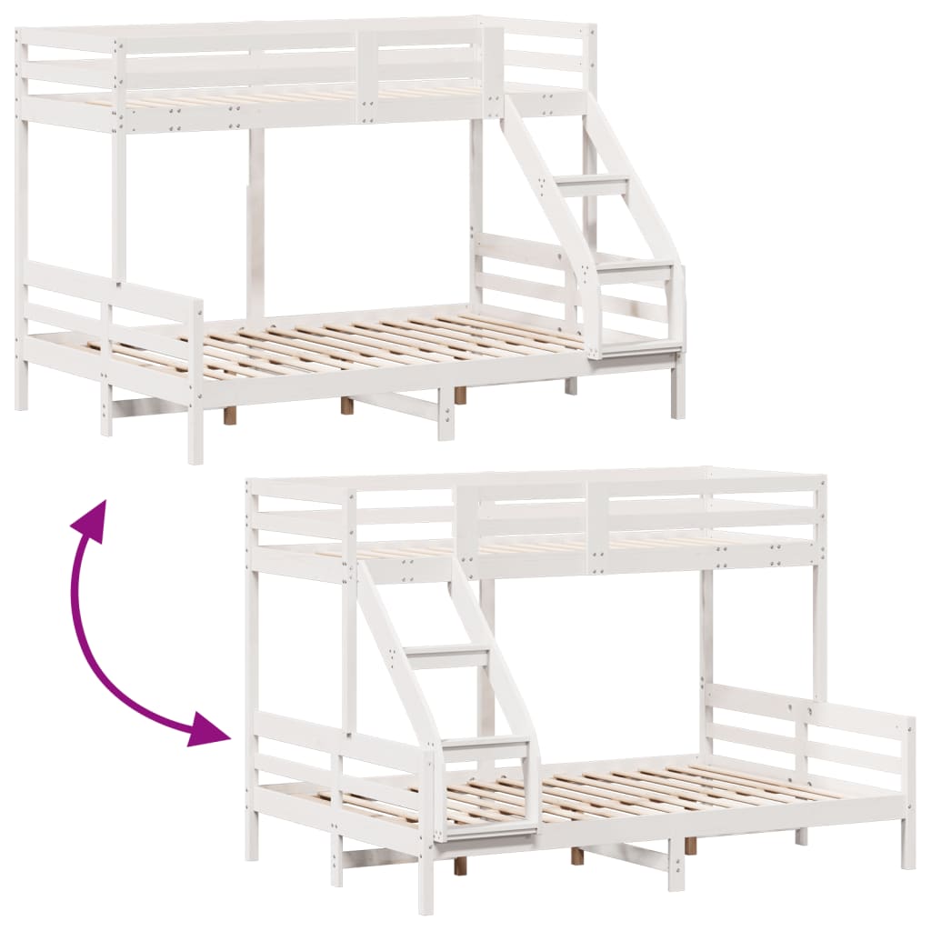 Bunk Bed without Mattress 80x200/140x200 cm White Solid Wood