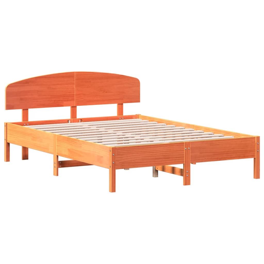 Bed Frame without Mattress Wax Brown 160x200 cm Solid Wood Pine