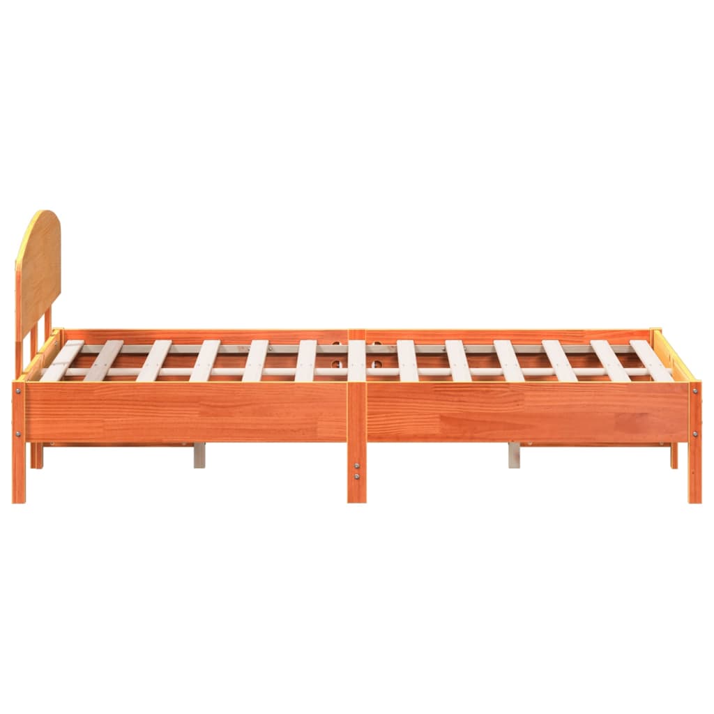 Bed Frame without Mattress Wax Brown 160x200 cm Solid Wood Pine