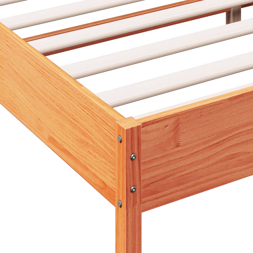 Bed Frame without Mattress Wax Brown 160x200 cm Solid Wood Pine