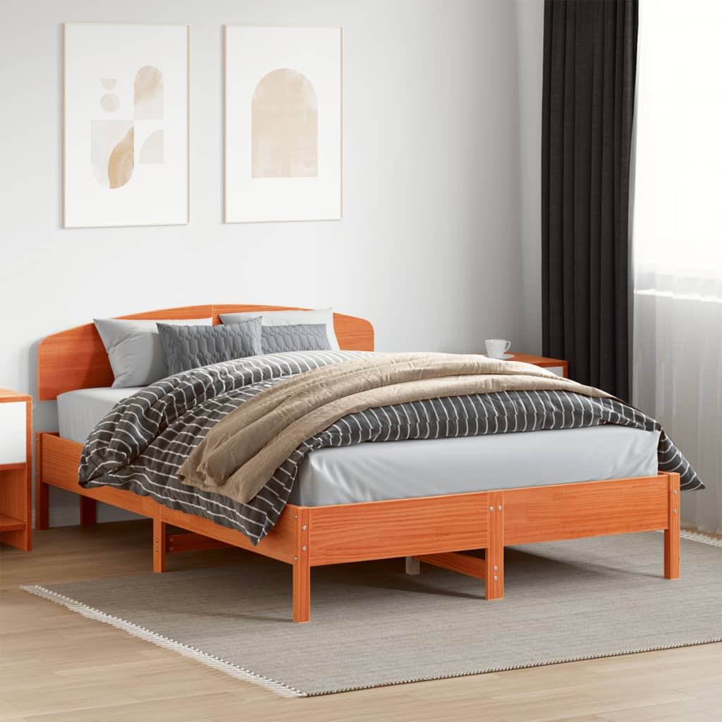 Bed Frame without Mattress Wax Brown 160x200 cm Solid Wood Pine