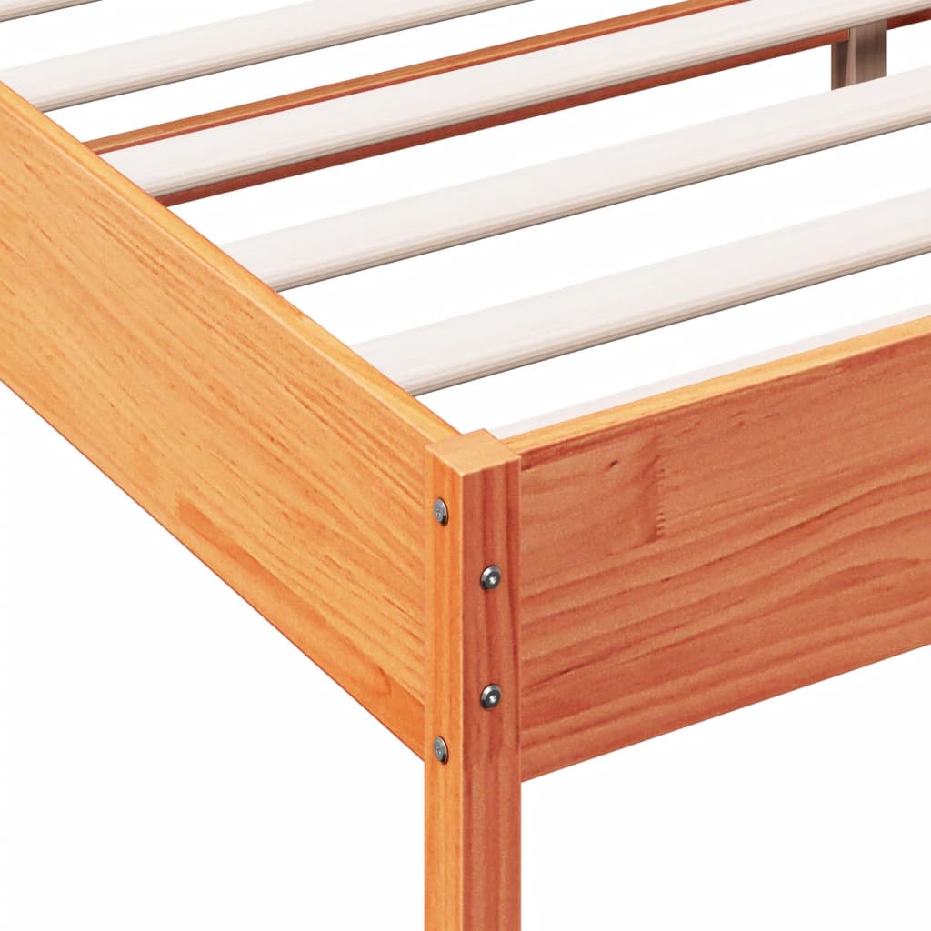 Bed Frame without Mattress Wax Brown 150x200 cm King Size Solid Wood Pine