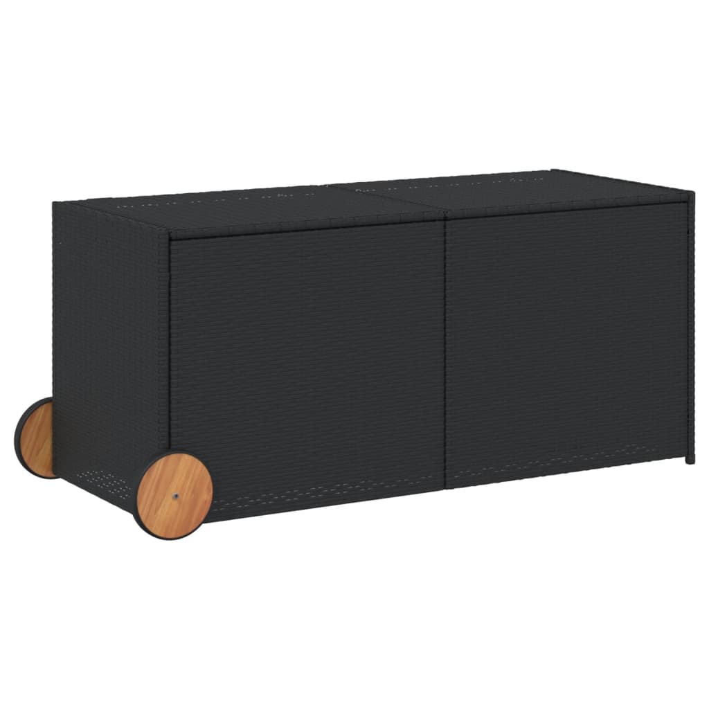 Outdoor Patio Poly Rattan 283L Garden Storage Box With Wheels Cushion Boxes