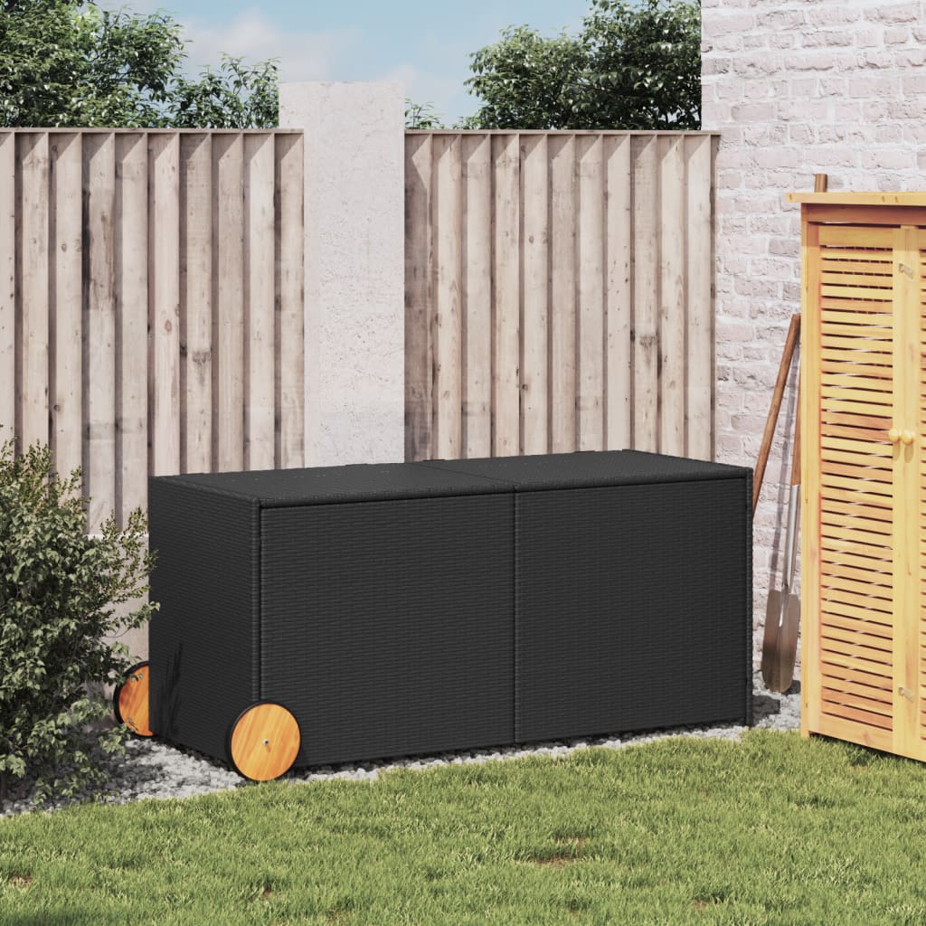 Outdoor Patio Poly Rattan 283L Garden Storage Box With Wheels Cushion Boxes