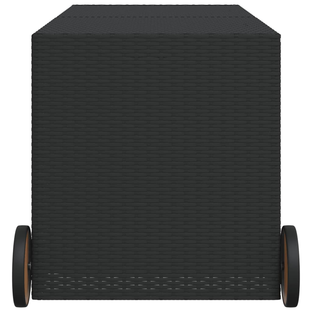 Outdoor Patio Poly Rattan 283L Garden Storage Box With Wheels Cushion Boxes