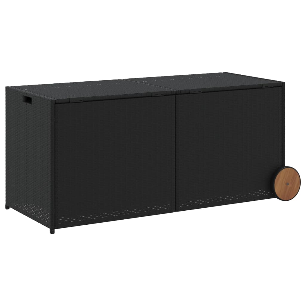 Outdoor Patio Poly Rattan 283L Garden Storage Box With Wheels Cushion Boxes