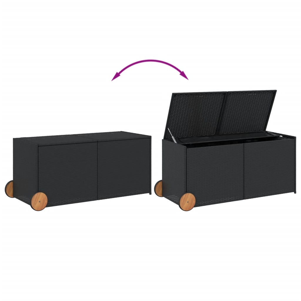Outdoor Patio Poly Rattan 283L Garden Storage Box With Wheels Cushion Boxes